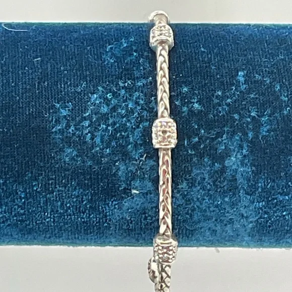 Brighton Twisted Silver Bracelet with Crystal Details - Picture 3 of 5